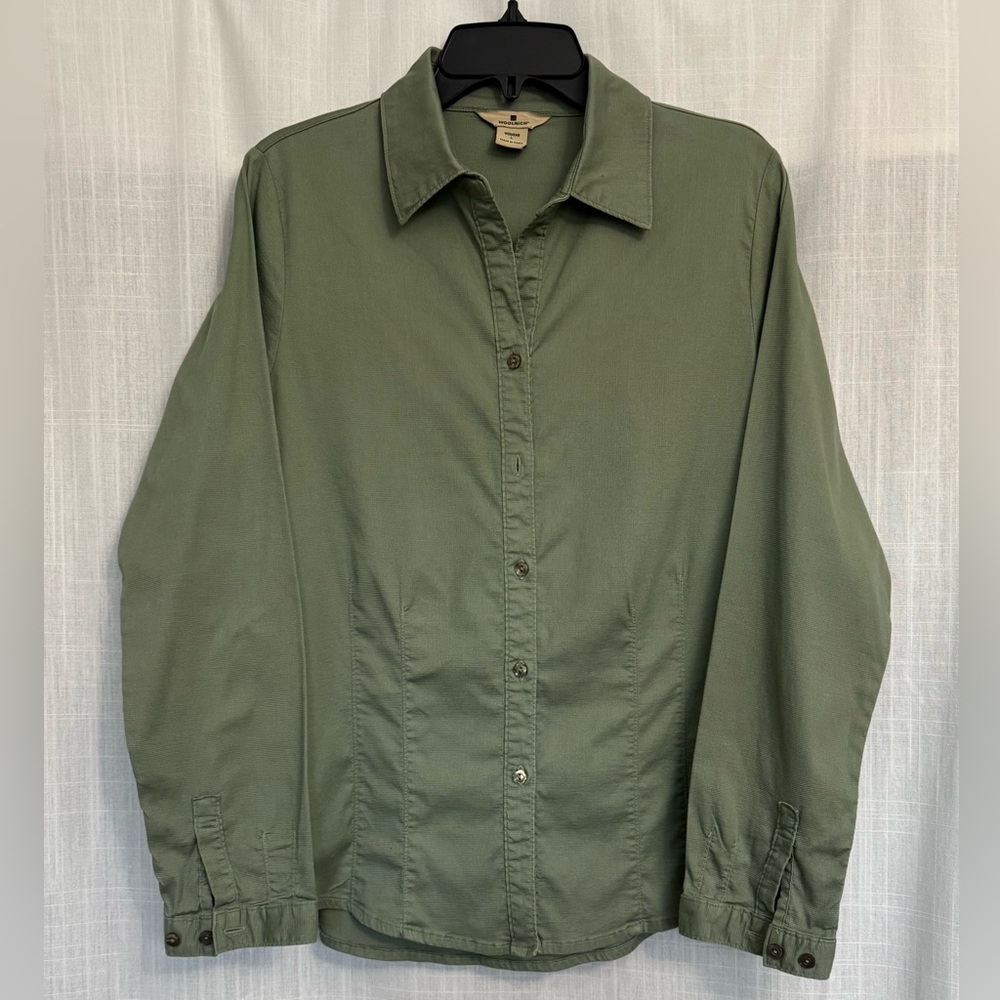 Woolrich Olive Sage Green Button-Down Shirt Size L